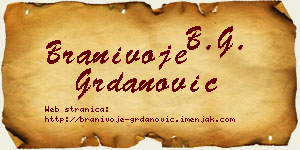 Branivoje Grdanović vizit kartica